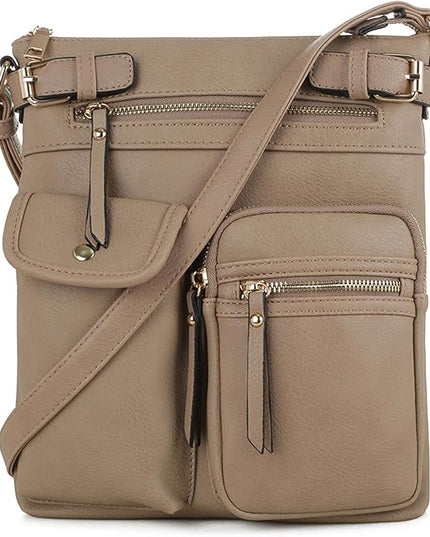SG SUGU Katie Lightweight Medium Crossbody Bag Shoulder Bag with Multi Pocket for Women