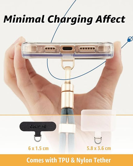 Phone Wrist Strap for iPhone & Samsung – 6mm Lanyard with 2 Non-Adhesive Tether Tabs | Secure Hand Strap for Men & Women (Case Required, for Smartphones) – Camel Beige