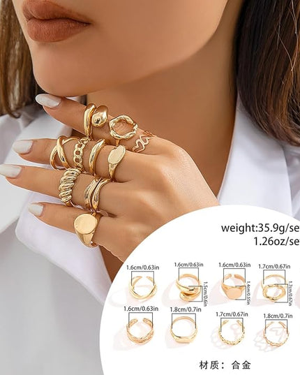 Chunky Rings for Women Adjustable Thick Rings Set Trendy Statement Stackable Ring for Women Chunky Jewlery Irregular Dome Flower Finger Knkuckle Thumb Ring