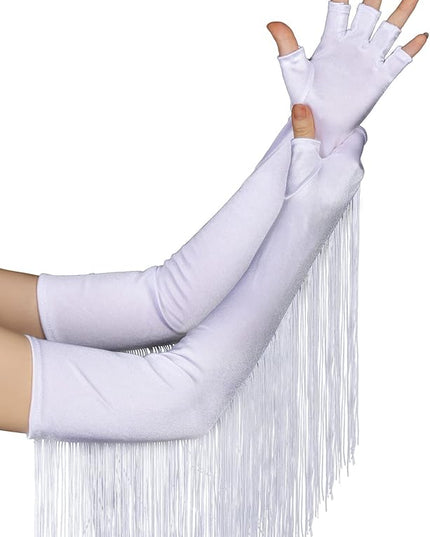 BABEYOND Vintage Long Opera Pageant Gloves - 1920s Fringe Fingerless Elbow Gloves for Costume Party Wedding