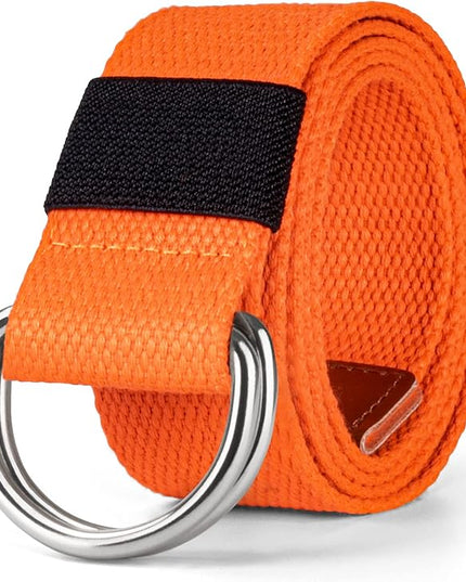 maikun Mens & Womens Canvas Belt with Black D-ring Buckle 1 1/2" Wide Solid Color Fabric Belt for Men
