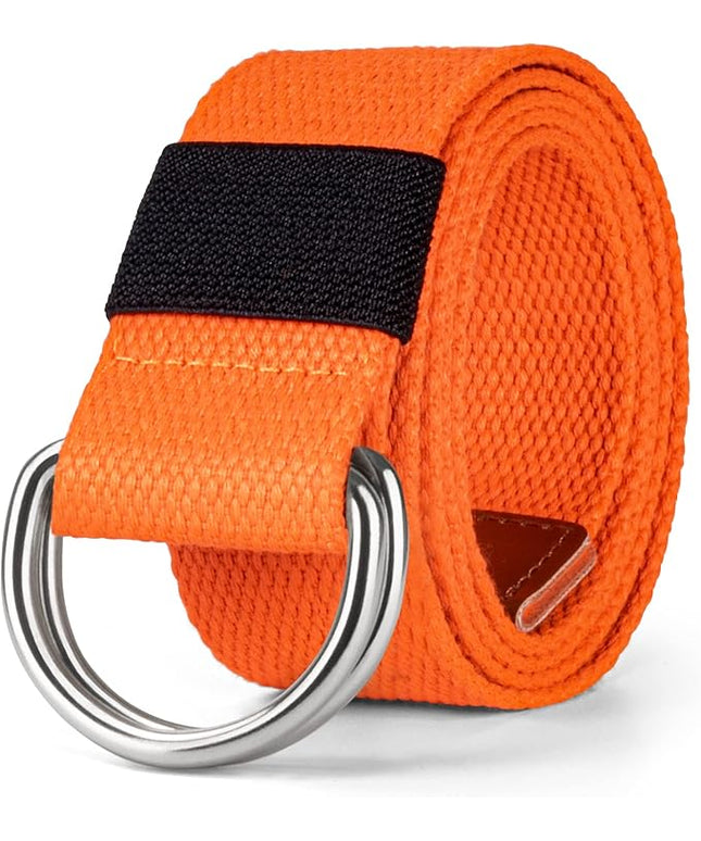 maikun Mens & Womens Canvas Belt with Black D-ring Buckle 1 1/2" Wide Solid Color Fabric Belt for Men