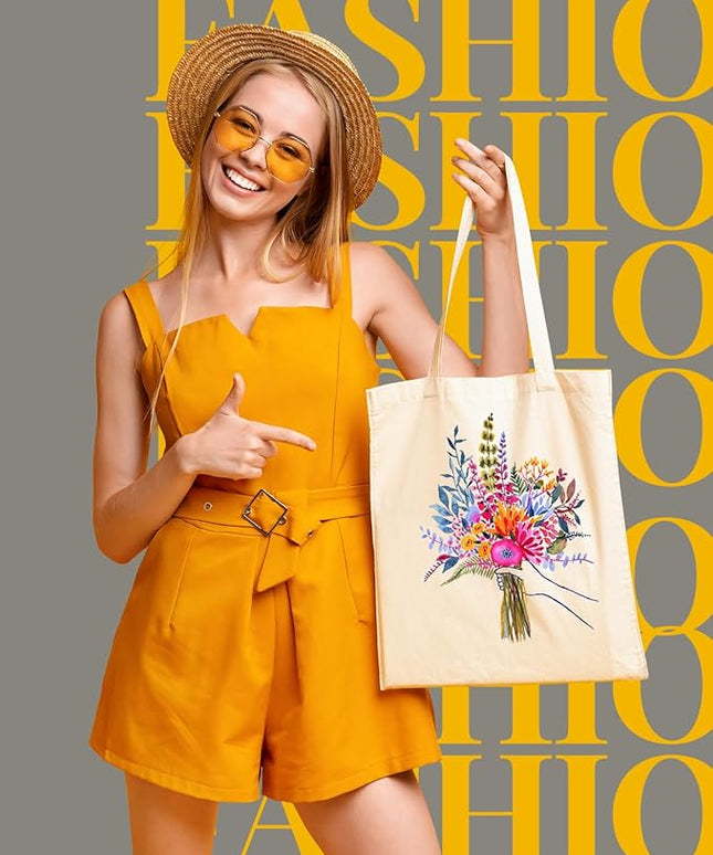 AUSVKAI Canvas Tote Bag for Women, Aesthetic Cute Grocery Grocery Reusable Cotton Gift Bag for Shooping Beach Trendy Gifts