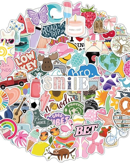 100 Pack Fun Cute Stickers for Water Bottles, Laptops, Teacher Rewards for Phone Cases, Valentine’s Day Gifts, Waterproof Vinyl Stickers Teens, Kids, Adults, Cool Decals for Girls and Boys (Variety)