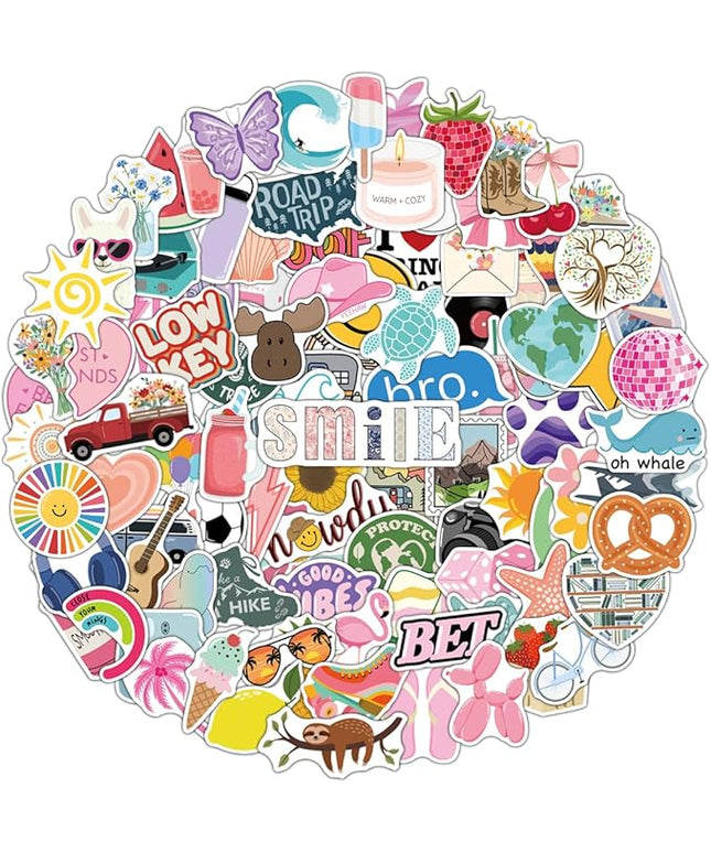 100 Pack Fun Cute Stickers for Water Bottles, Laptops, Teacher Rewards for Phone Cases, Valentine’s Day Gifts, Waterproof Vinyl Stickers Teens, Kids, Adults, Cool Decals for Girls and Boys (Variety)