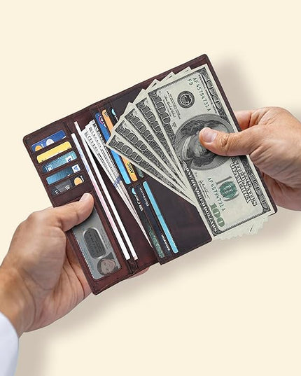 Real Leather Women Wallet Leather with RFID Blocking -Trifold Card Holder Designer Ladies Clutch with ID Window Wallets