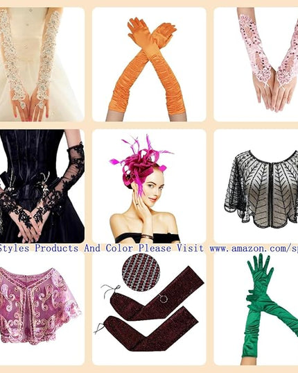 Specell Embroidered Flowers Lace Fingerless Gloves - for Bridal Wedding Cocktail Tea Party Evening Prom Costumes Cosplay
