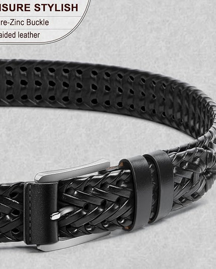 BULLIANT Mens Belts,Leather Woven Braided Belts for Gift Men Casual Jeans Golf