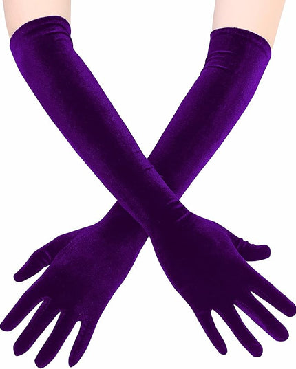 Long Opera Gloves for Women Velvet Gloves 1920s Flapper Stretchy Elbow Length Halloween Costume Gloves