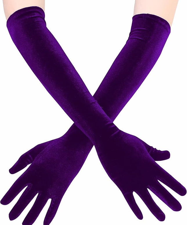 Long Opera Gloves for Women Velvet Gloves 1920s Flapper Stretchy Elbow Length Halloween Costume Gloves