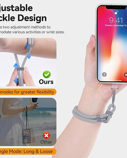 Phone Wrist Strap with 2 Phone Tether Tab, 2 Pack Adjustable Anti-Theft Cell Phone Lanyard for Travel & Outdoors