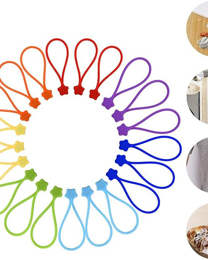 7Colors-21Pack Reusable Silicone Twist Ties, 7.48'' Magnetic Cable Ties with Strong Magnet for Organizing Cables, Hanging Stuff, USB Cords,Fridge Magnets, Used in Many Ways or Just for Fun
