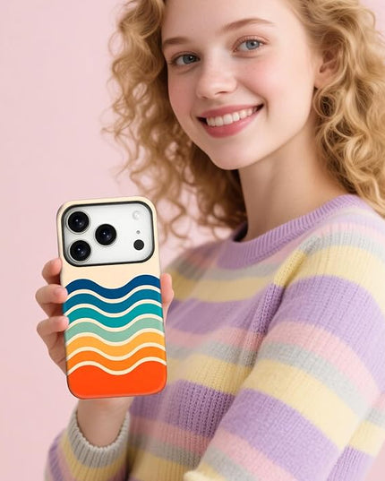 Magnetic for iPhone 17 Pro Case Cute Frog Stripes Phone Case, Summer Shockproof Slim TPU and Hard PC Protective Phone Cover Compatible with MagSafe Designed for Women Girls