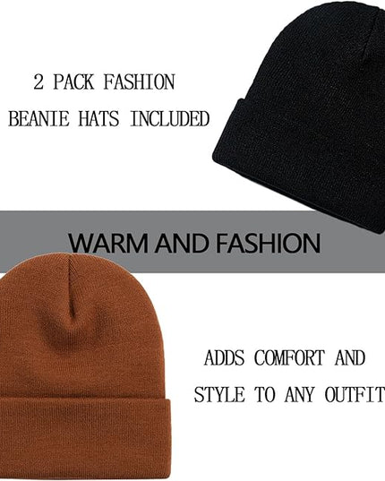 ZOORON 1&2 Pack Beanie for Men Women Slouchy Beanie Hats Winter Knit Caps Soft Ski Hat Unisex