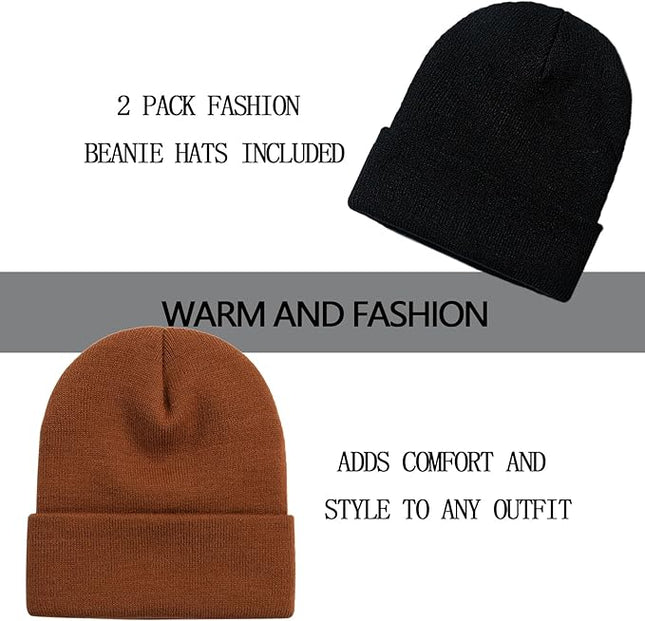 ZOORON 1&2 Pack Beanie for Men Women Slouchy Beanie Hats Winter Knit Caps Soft Ski Hat Unisex
