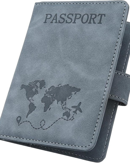 ILIYAH-Passport Cover-Passport Holder Travel Wallet-RFID Blocking Passport Case Travel Accessories Card Holder Wallet Unisex Travel Gifts(Grey)