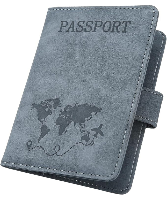 ILIYAH-Passport Cover-Passport Holder Travel Wallet-RFID Blocking Passport Case Travel Accessories Card Holder Wallet Unisex Travel Gifts(Grey)
