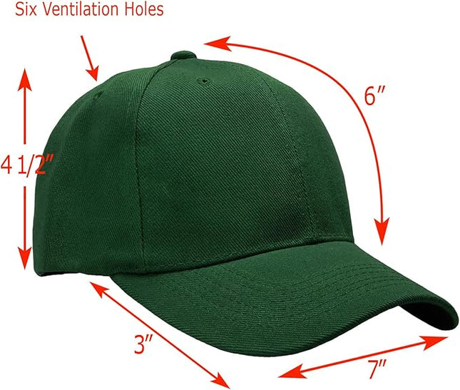 Falari Wholesale Bulk Lot 12-Pack Baseball Cap Adjustable Size Plain Blank Solid Color