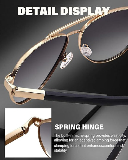 Joopin Polarized Metal Aviation Sunglasses Men, Classic Military Sun Glasses Women, Rectangle Shades UV400 Protection Costume