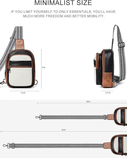 Sling Bag For Women Faux Leather Small Casual Daypack Backpack Fanny Pack Crossbody Chest Bags Purse