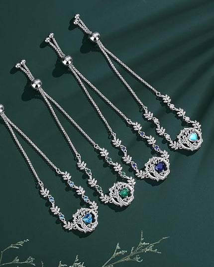 FANCIME Tree of life Birthstone Bracelet for Women Sterling Silver Tree Jewelry Birthstone Charm Bracelet Gemstone Anniversary Birthday Christmas Gifts for Wife Mom Her