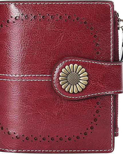 SENDEFN Small Womens Wallet Leather Bifold Card Holder RFID Blocking with Zipper Coin Pocket