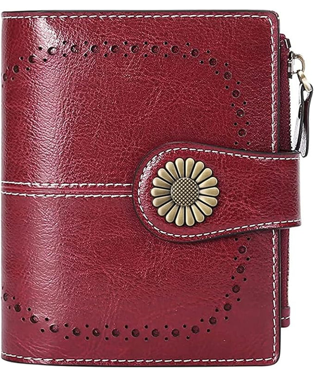 SENDEFN Small Womens Wallet Leather Bifold Card Holder RFID Blocking with Zipper Coin Pocket