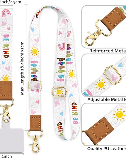 Phone Lanyard Crossbody with Wrist Strap, Be Kind Cell Phone Lanyards for around the Neck Wristlet Adjustable Strap Cute for Keys Case ID Badges Accessories