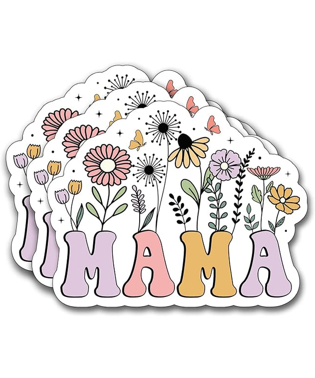 (3Pcs) Mama Sticker, Gifts Mom Decorate Books Laptop Phone, Water Bottles Kindles Stickers, Tumbler Sticker Waterproof Vinyl Decorate Sticker 3" Inch