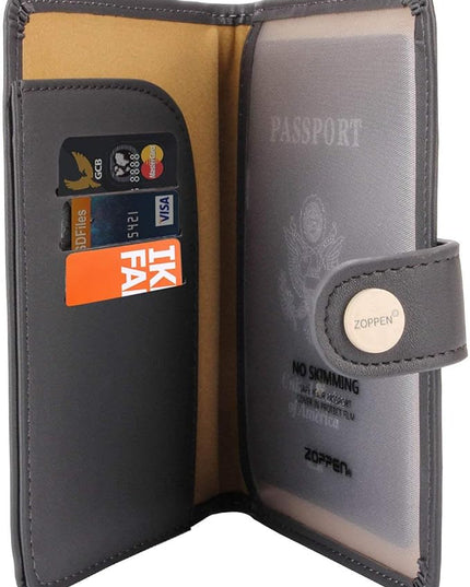 ZOPPEN Passport Holder Women, Passport Cover Travel Wallet Rfid Blocking Passport Wallet Cover Case Travel Essentials Document Organizer, Dark Grey