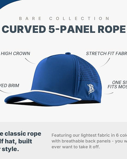 Branded Bills Vintage Old Glory PVC Curved 5 Panel Rope Hat, Fits 7-7 7/8, Adjustable Snapback | Lightweight, Comfort Stretch