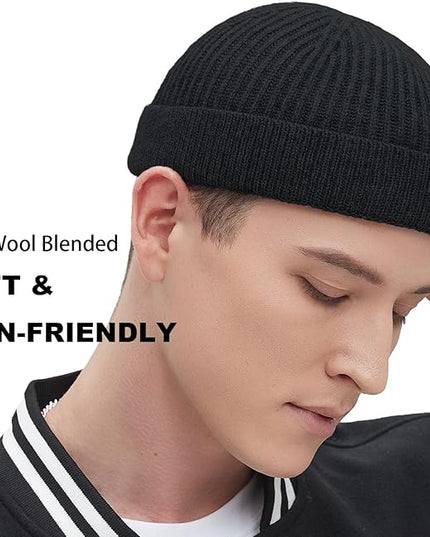 Fisherman Beanie Hats for Men Women,Wool Knit Trawler Skull Cap,Watch Cap,Spring Fall Winter Warm Short Hats