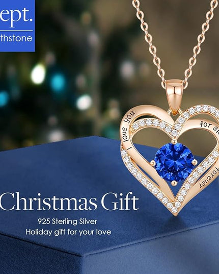 CDE Forever Love Heart Necklaces for Women, Wedding Anniversary, Birthday Mothers Day Christmas Day Gifts for Mom, Mother, Wife, friend, S925 Silver Jewelry with Birthstone Pendant