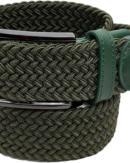 Falari Men Women Multicolored Elastic Stretch Braided Belt Canvas Fabric Woven No Holes Belt