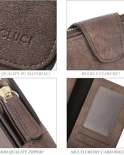 CLUCI Wallet For Women PU Leather RFID Blocking Womens Wallet Bifold Card Holder with ID Window Gifts for Women Birthday | RFID Blocking, Designer, Trifold, Card Holder, ID Window