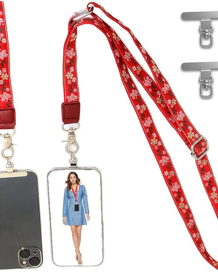 LEMEDE Wrist Keychain and Adjustable Phone Lanyard, Silver Hook Phone Crossbody Strap with 360° Rotating Phone Pads