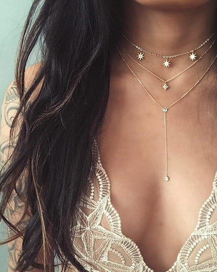 Tewiky Dainty 14k Gold Plated/Silver Cubic Zirconia Necklaces for Women, Simple CZ Jewelry Necklaces Trendy Gifts