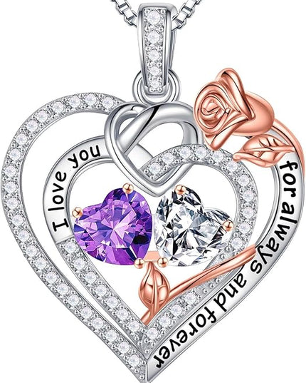 Iefil Christmas Gifts for Wife Women - 925 Sterling Silver Double Birthstone Necklace, Anniversary Birthday Gifts for Women, Jewelry Gift for Wife Girlfriend Mom Her
