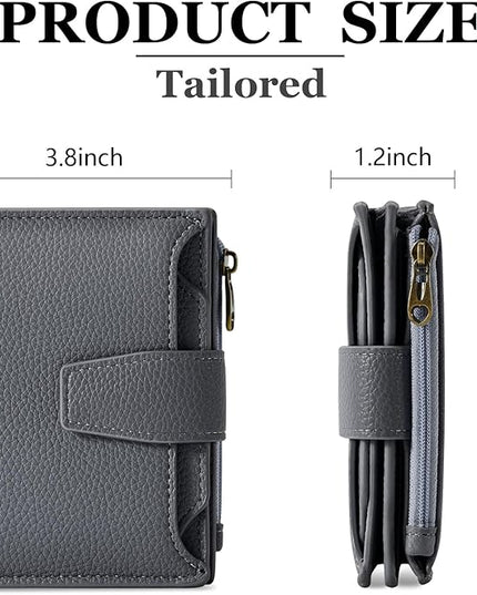 Airkit Small Wallet Women RFID Blocking Soft Leather Bifold Compact Card Holder Wallet for Women with Zipper Coin Pocket 4 ID Window