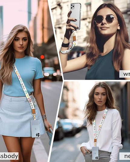 Phone Lanyard Crossbody Wrist Strap, Be Kind Cell Phone Lanyards for Around the Neck Wristlet Shoulder, Rainbow Cute Strap for Car Key Keychain Wallet ID Badge