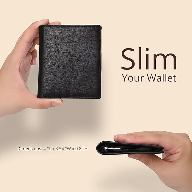 Bveyzi Ultra Slim Small RFID Wallet for Women, Leather Tiny Thin Bifold Pocket Ladies Wallet