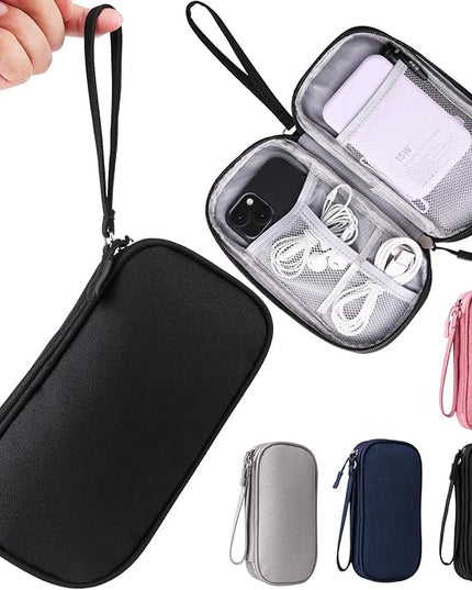 Universal Cable Organizer - Electronics Accessories Bag for Charger, Phone, Memory Cards & Travel Gadgets (Black)