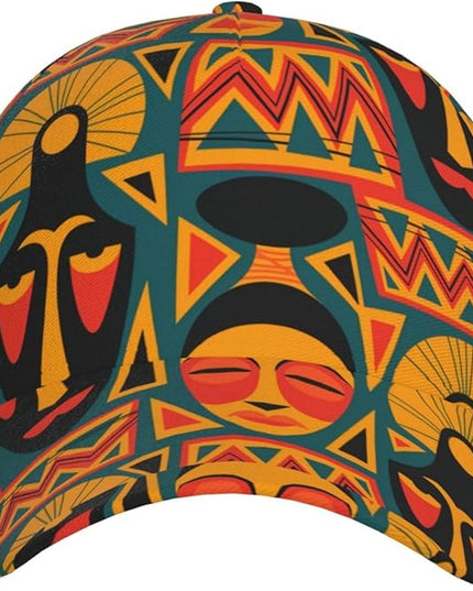 African Ethnic Tribal Style Baseball Cap for Men Women, Fashion Adjustable African Hat Casual Trucker Hats Sun Caps