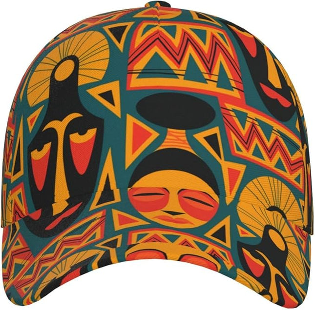 African Ethnic Tribal Style Baseball Cap for Men Women, Fashion Adjustable African Hat Casual Trucker Hats Sun Caps