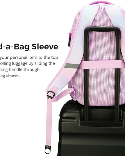 Swissdigital Laptop Backpack with USB Charging Port, Travel Backpack Fits 15.6 inches Computer, 31L Backpack for Women, Pink Purple | SD803-104