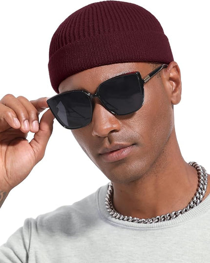 Short Fisherman Beanie for Men Women, Wool Knit Cuff Warm Winter Hats, Trawler Beanie Watch Caps Soft Skullcap