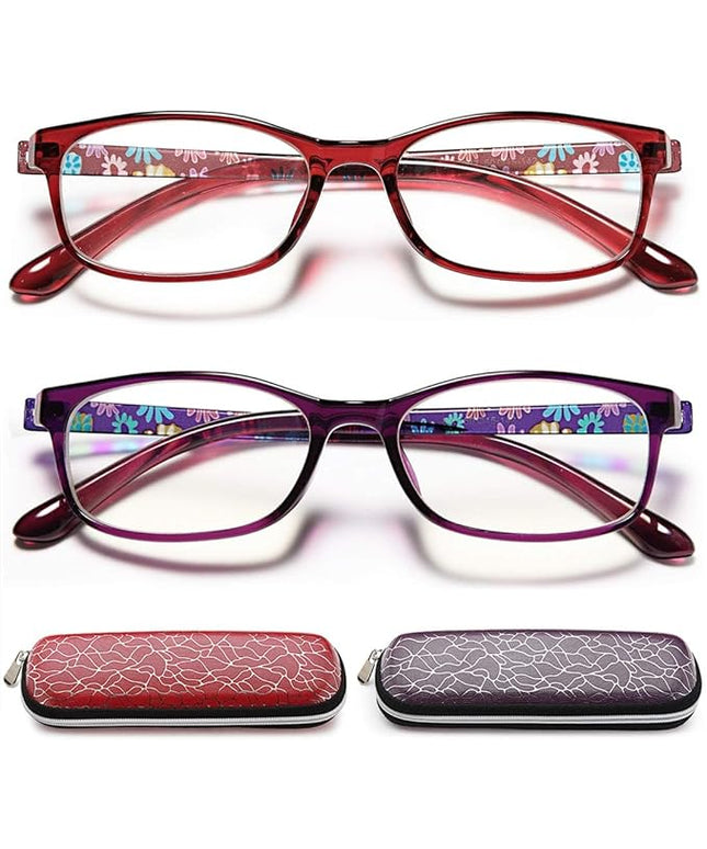 EYEURL Reading Glasses for Womens Blue Light Blocking - 2 Pairs Ladies Computer Readers +0.50 Lightweight Flexible Eyeglass Anti Eyestrain UV