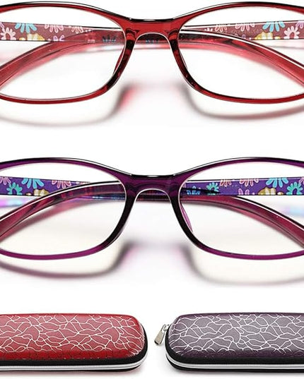 EYEURL Lightweight Flexible Reading Glasses for Women -2 Pack Blue Light Blocking Computer Readers +2.75 Magnification TR90 Eyeglasses and Hard Case