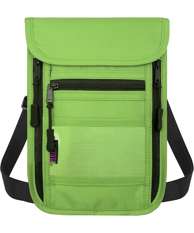 sundee Travel Neck Wallet with Double Zippers, RFID Blocking Passport Holder with Adjustable Neck Strap for Men and Women to Keep Cash, Credit Cards and Travel Documents Safe - Grass Green