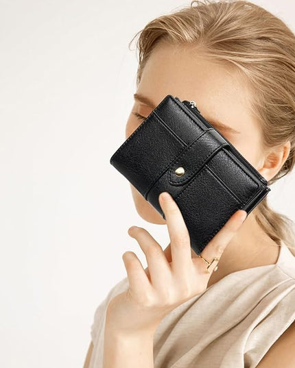 FALAN MULE Small Wallet for Women RIFD Leather Bifold Credit Card Holder with 3 ID Window